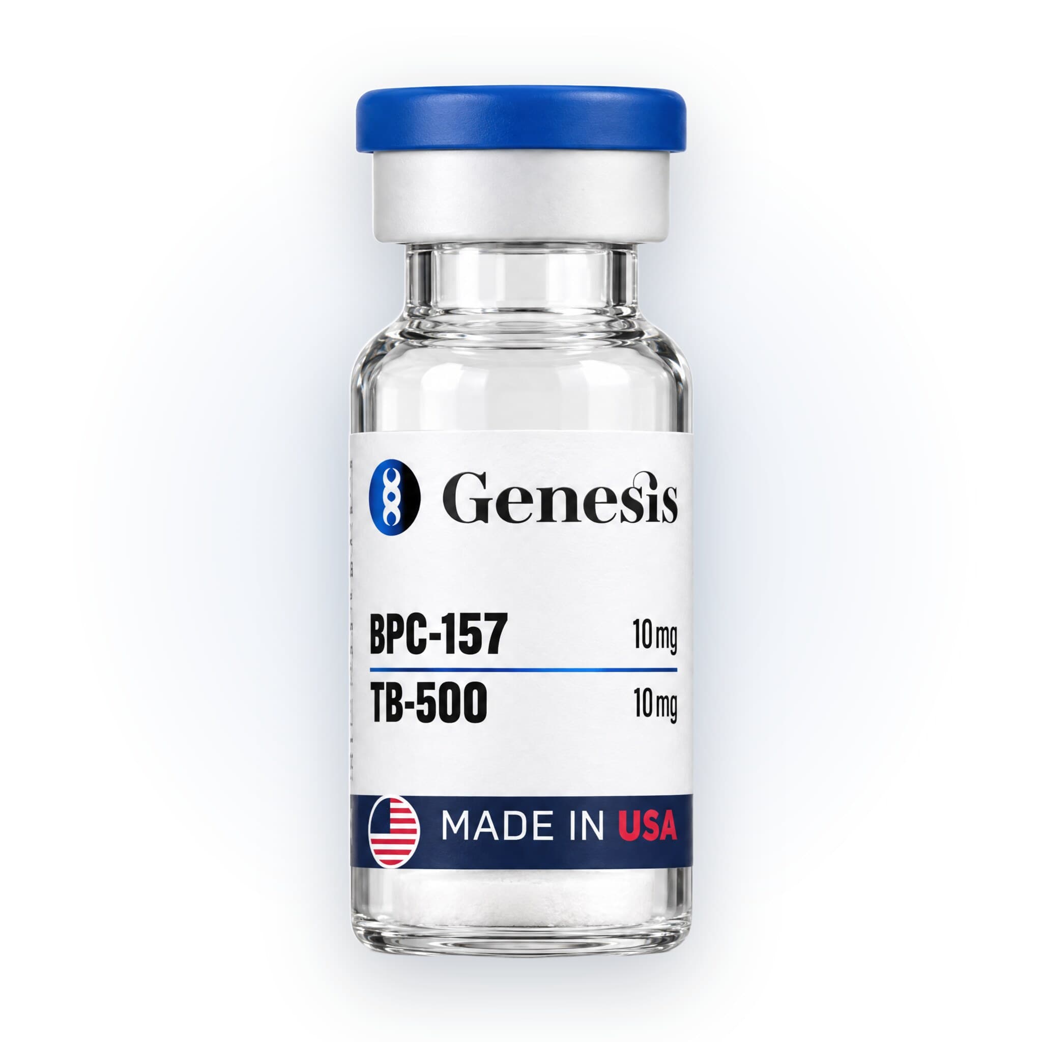 BPC157 + Thymosin Beta-4 research peptide vial, made in USA